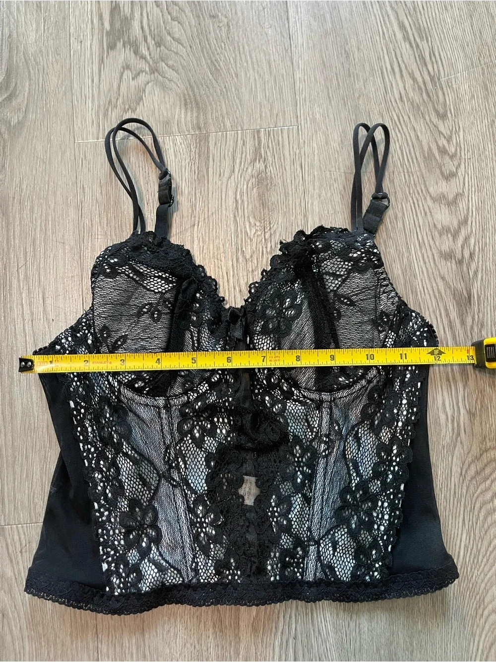 Black lace with white corset lingerie